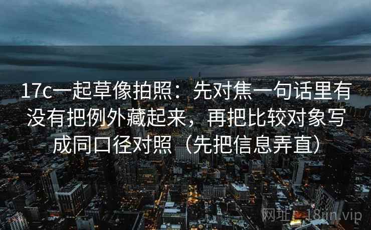 17c一起草像拍照：先对焦一句话里有没有把例外藏起来，再把比较对象写成同口径对照（先把信息弄直）